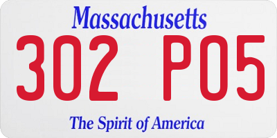MA license plate 302PO5