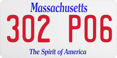 MA license plate 302PO6