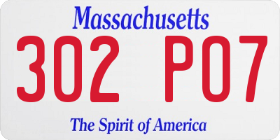 MA license plate 302PO7