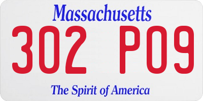 MA license plate 302PO9