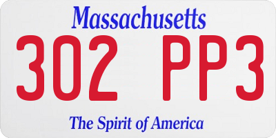 MA license plate 302PP3