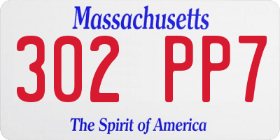MA license plate 302PP7
