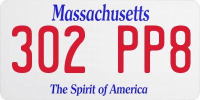 MA license plate 302PP8