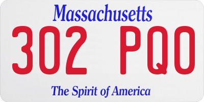 MA license plate 302PQ0