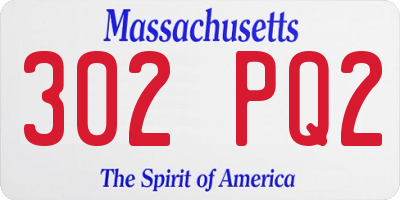 MA license plate 302PQ2