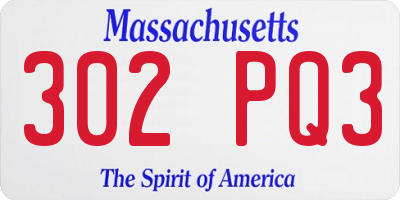 MA license plate 302PQ3