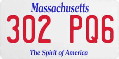 MA license plate 302PQ6