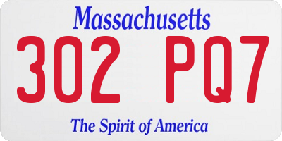 MA license plate 302PQ7