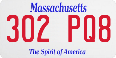 MA license plate 302PQ8