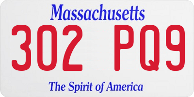 MA license plate 302PQ9