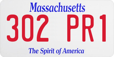 MA license plate 302PR1