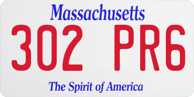 MA license plate 302PR6
