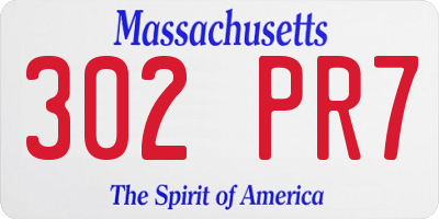 MA license plate 302PR7