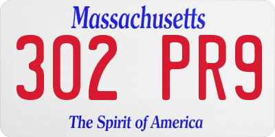 MA license plate 302PR9