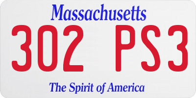MA license plate 302PS3