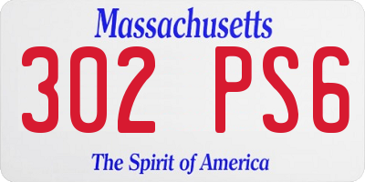 MA license plate 302PS6