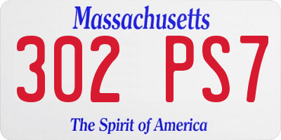 MA license plate 302PS7