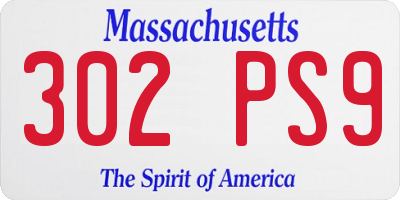 MA license plate 302PS9