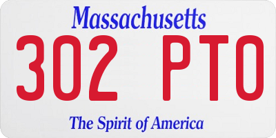 MA license plate 302PT0