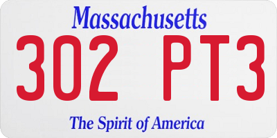 MA license plate 302PT3
