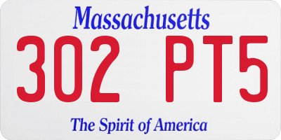 MA license plate 302PT5