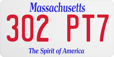 MA license plate 302PT7