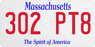 MA license plate 302PT8
