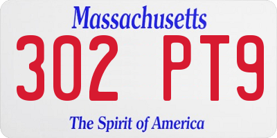 MA license plate 302PT9