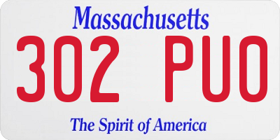 MA license plate 302PU0