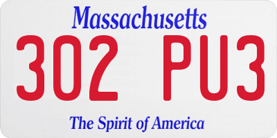MA license plate 302PU3