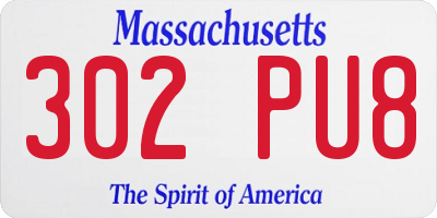 MA license plate 302PU8