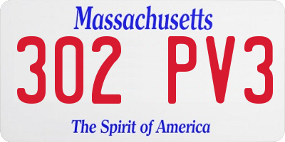 MA license plate 302PV3