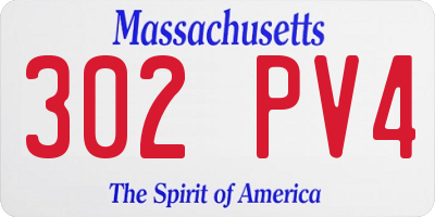 MA license plate 302PV4