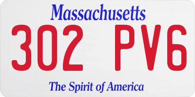 MA license plate 302PV6