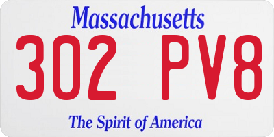 MA license plate 302PV8