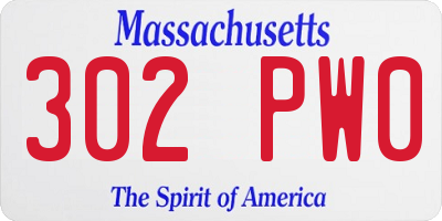 MA license plate 302PW0