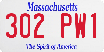 MA license plate 302PW1
