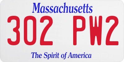 MA license plate 302PW2