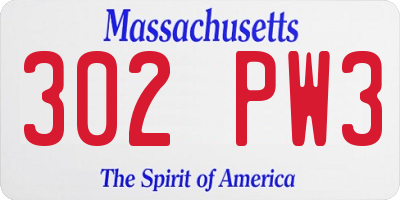 MA license plate 302PW3