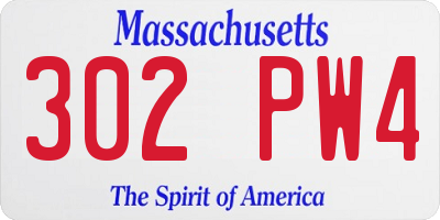 MA license plate 302PW4