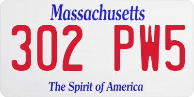 MA license plate 302PW5