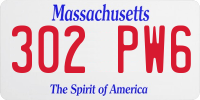 MA license plate 302PW6