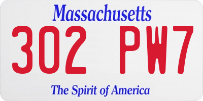 MA license plate 302PW7