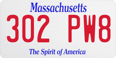 MA license plate 302PW8