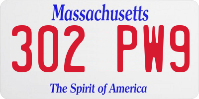 MA license plate 302PW9