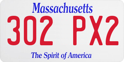 MA license plate 302PX2