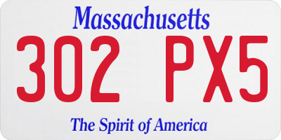 MA license plate 302PX5