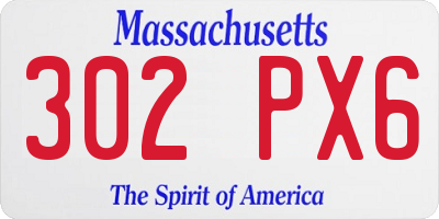 MA license plate 302PX6