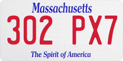 MA license plate 302PX7