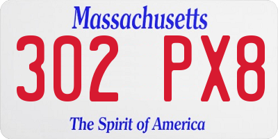 MA license plate 302PX8